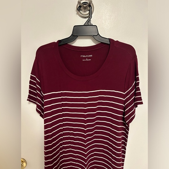 Maurice’s burgundy and white striped tee shirt dress 2X - Picture 3 of 5